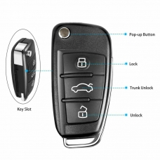 Xhorse XKA600EN Wire Remote Key for A6L Q7 Flip 3 Buttons Silicagel Button